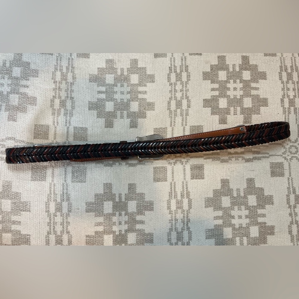 Vintage Brighton Leather Belt Brown Croc Embossed Western Buckle Size 32 M/L - Picture 3 of 10